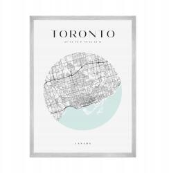  Toronto Kanada várostérkép plakát, kb. 21x29, 7 cm ezüst színű keret (MP1-0019_21X29,7,039)