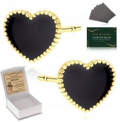 Golden Celebrity Arany Fülbevaló Gyerekeknek 585 925 Fekete Zománcozott Szív Keresztelő Ajándék (Piękny srebrny naszyjnik łańcuszek komunia)