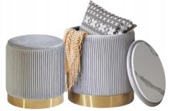  2 db-os puff szett ottoman szürke bársony arany alap (b0dns67g3j)