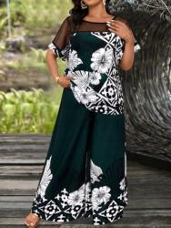 Shein Zöld Nadrág Szett Blúz Mintás (1XL) (613158)