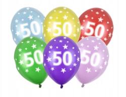 Party Deco Lufik 30cm, 50. Születésnap, Metál Mix (1 csomag 6 db)