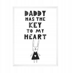  Gyerekszoba poszter "Apának van a kulcs a szívemhez" 21X29, 7 cm fehér keret (MP1-0223_21X29,7,063)