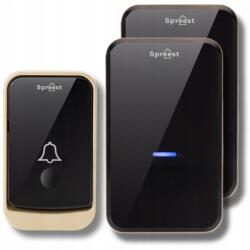 Spreest Vezeték Nélküli Kapucsengő, 45 dallam, 300m hatótávolság, arany-fekete (Dzwonek bezprzewodowy Q192 Złoto-Czarny 1T2R)