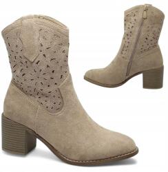 S. Barski Női cowboy csizmák Lélegző Bézs Barski kényelmes velúr csizma cipzár 39 (Barski HY51-125)