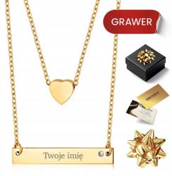 Olivier Sanders Női Arany Nyaklánc Celebrity Stílusú Lánc 585 Szív Medál Névvel (krawatka wisiorek łańcuszek długi Z GRAWEREM)