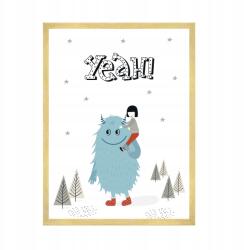  Gyerek és ifjúsági poszter Yeah! felirattal, 50x70 cm arany keret (MP1-0283_50X70,045)