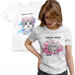 Aradena Személyre Szabott Női Póló Macska Mintával és Névvel, Női Fazon M-es Méret (134 M Kocia Mama Personalizowana)