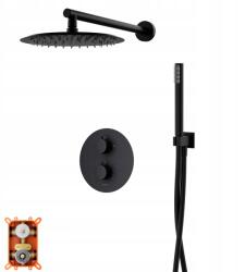 Corsan Lugo Corsan zuhanyszett fekete, 25 cm-es esőztetővel, termosztátos csapteleppel (Z03TBL)