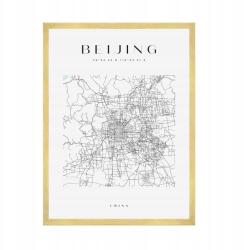 Peking várostérkép poszter, négyzet alakú, 50x70 cm arany keret (MP1-0114_50X70,045)