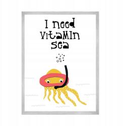  Gyerekszoba poszter "I need vitamin sea" 21x29, 7 cm ezüst színű keret (MP1-0205_21X29,7,039)