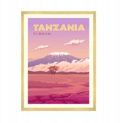  Tanzánia poszter, Afrika, Kilimandzsáró hegy, 50x70 cm arany keret (MP1-0170_50X70,045)