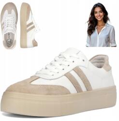 Filippo 40 Bőr platformos sportcipő. Fűzött Divatos (Filippo DP6841/25 WH BE)