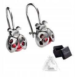 Ulex Premium Ezüst fülbevaló, 925-ös finomságú, elegáns, piros köves, bájos katicabogár mintával (GL-4437-KB biedronki srebrne)