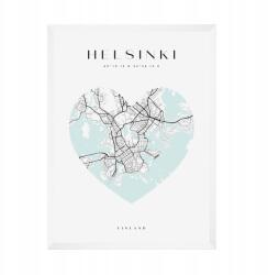  Helsinki várostérkép poszter szívvel 21x29, 7 cm fehér keret (MP1-0158_21X29,7,063)