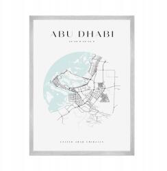  Abu Dhabi várostérkép poszter, kb. 21x29, 7 cm ezüst keret (MP1-0130_21X29,7,039)