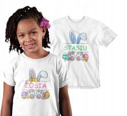 Aradena Gyerek Póló Fekete Fehér Névvel Húsvéti Nyuszi Ünnepi Ajándék 134 (138 8 Zając Imię)