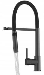 Granitan Konyhai Csaptelep Flexibilis Kifolyócső Fekete Metál Gun Grey Vento (VENTO18579)