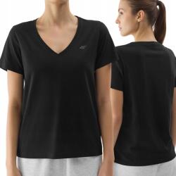 4F Sima Pamut Női V-nyakú Póló Fekete méret Xs (4FWSS24TTSHF1162)