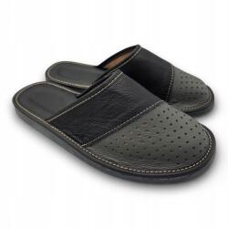 Nowo Férfi papucs fekete természetes bőr házicipő (M-2051 B)