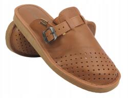 PanSzew Férfi Papucs Panszew Barna Kényelmes Csattal Bőr Bújós Lengyel (PANSZEW.BRĄZOWE)