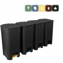 Practic 4 db-os Pedálos Szemeteskosár Szelektív Szett 40 L Fekete (10106593)