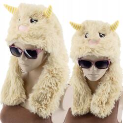 Cambell Meleg Téli Női Sapka Szőrmével, Bézs Állatka Arc, Szarvak (5903991928108)