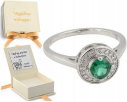  Ezüst gyűrű zöld szemekkel és cirkóniákkal 925 22 (biżuteria na urodziny imieniny rocznicę)