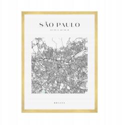  Sao Paulo Brazília várostérkép poszter, négyzet alakú, 50x70 cm arany keret (MP1-0120_50X70,045)