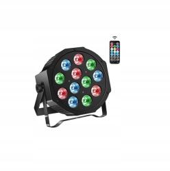  Diszkó színpadi lámpa Rgb Led Par Light 12 Led Távirányító (zQ-01428)