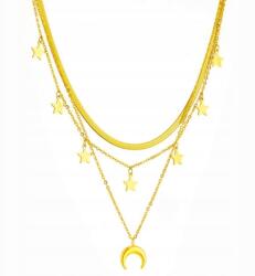 silvermark925 Háromszoros nyaklánc csillagokkal és holddal, aranyozott, 316L rozsdamentes acél (NASZYJNIK DLA ŻONY, DZIEWCZYNY, KOBIETY)