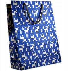 Miximport Papírzacskó L, 32x23 cm, kék gyöngyházfényű, rénszarvasokkal