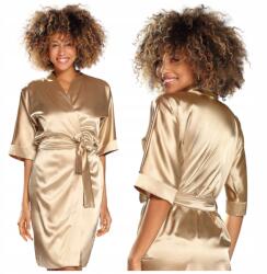 Dkaren Női fürdőköpeny Szatén derékpántos hosszú világos barna L
