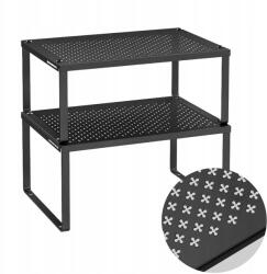  2 Polcos Polc Szett Pultra Szerelhető Rendszerező Ipari Stílus Loft Fém Fekete (KCS006B01)