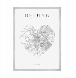  Peking várostérkép poszter szívvel 21x29, 7 cm ezüst keret (MP1-0116_21X29,7,039)