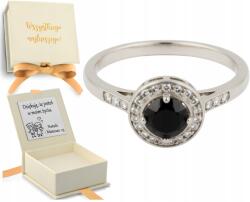  Ezüst gyűrű fekete szemekkel és cirkóniákkal 925 22 (biżuteria na urodziny imieniny rocznicę)