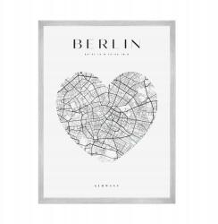  Berlin várostérkép poszter szívvel 21x29, 7 cm ezüst keret (MP1-0050_21X29,7,039)