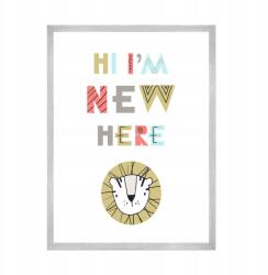  Gyerekszoba poszter Hi I'm new here 21X29, 7 cm ezüst keret (MP1-0242_21X29,7,039)