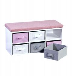 Kesper Pad játéktároló dobozokkal rózsaszín, fehér 68 x 30 x 31 cm (17739)