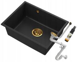 Granitan Gránit mosogató egymedencés pult alatti mosogató Manado 60 arany szifon (MANADO26611)
