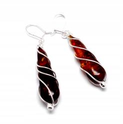 Biżuteria Front Ezüst Fülbevaló Borostyánnyal (8956C)