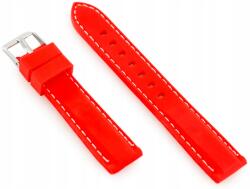 Bisset Piros cérnával varrott gumiszíj órához, 18 mm (bb011a)