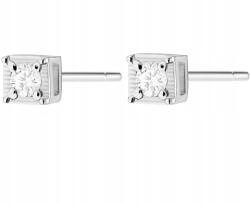 ZŁOCISTO Fehér Arany Fülbevaló Brilláns Gyémántok Finom Négyzet Alakú Dugós Csavaros (biżuteria na urodziny imieniny rocznicę)