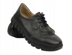 Helios Női Félcipő Helios 409 Fekete Bőr Könnyű Cipő Fűzött Kényelem (409.011)