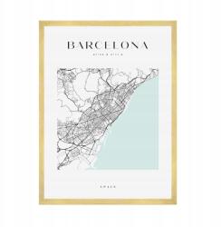  Barcelona várostérkép poszter, négyzet alakú, 50x70 cm arany színű keret (MP1-0036_50X70,045)