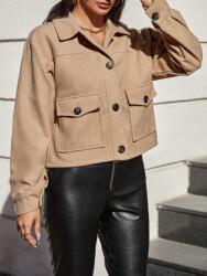 Shein CC27107 Shein Rövid Bézs Gombos Kabát (4) XL