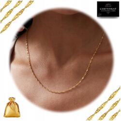 Golden Haus Arany Nyaklánc Szingapúri Csavart Mintás 925/585 Aranyozott 65 CM (Złoty pozłacany delikatny skręcany łańcuszek)