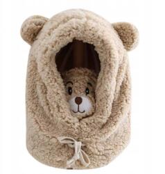 Ecarla Téli plüss sapka macifülekkel kémény, 2 az 1-ben, barna (CZ34WZ1)