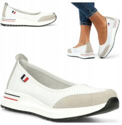 Filippo Női Bőr Balerinacipő 37 Filippo Kényelmes fehér sportos bebújós félcipő (Filippo DP6134/25 WH GR)