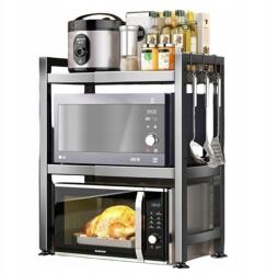 Perfectlife Polc Állítható Dupla Konyhai Állvány Mikrohullámú Sütőhöz 6 Akasztó (6900810568254)