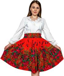 Hegyi szoknya Pliszírozott Virágok Piros Stílusos Választható méretek 3XL